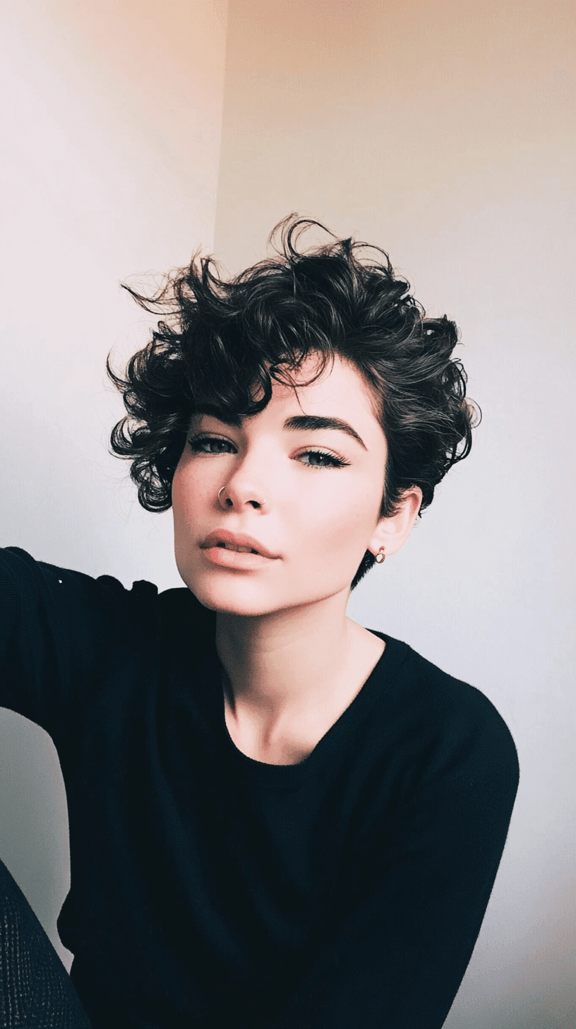 Side-Swept Curly Pixie