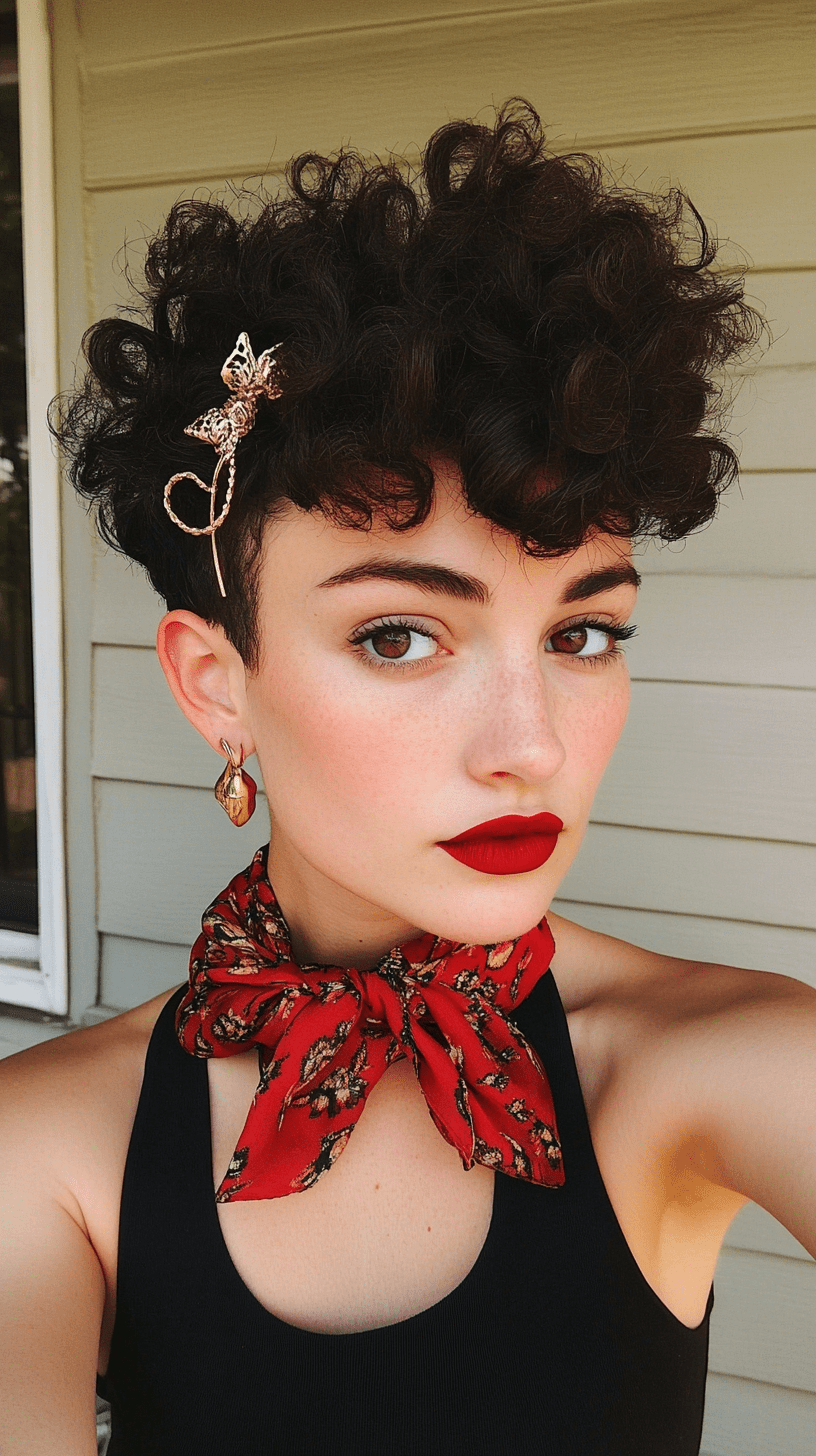 Accessorized Curly Pixie