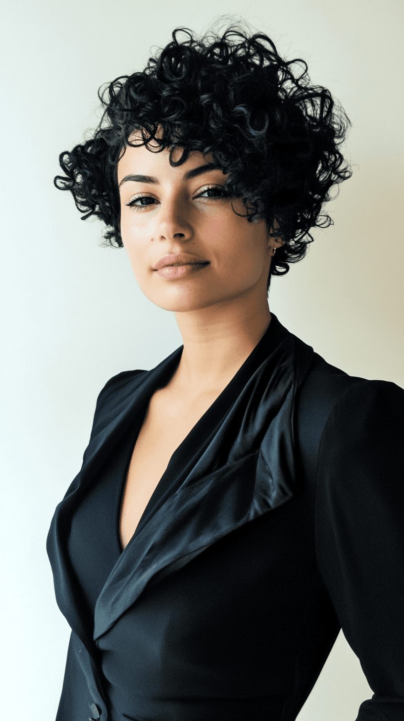 Asymmetrical Curly Pixie