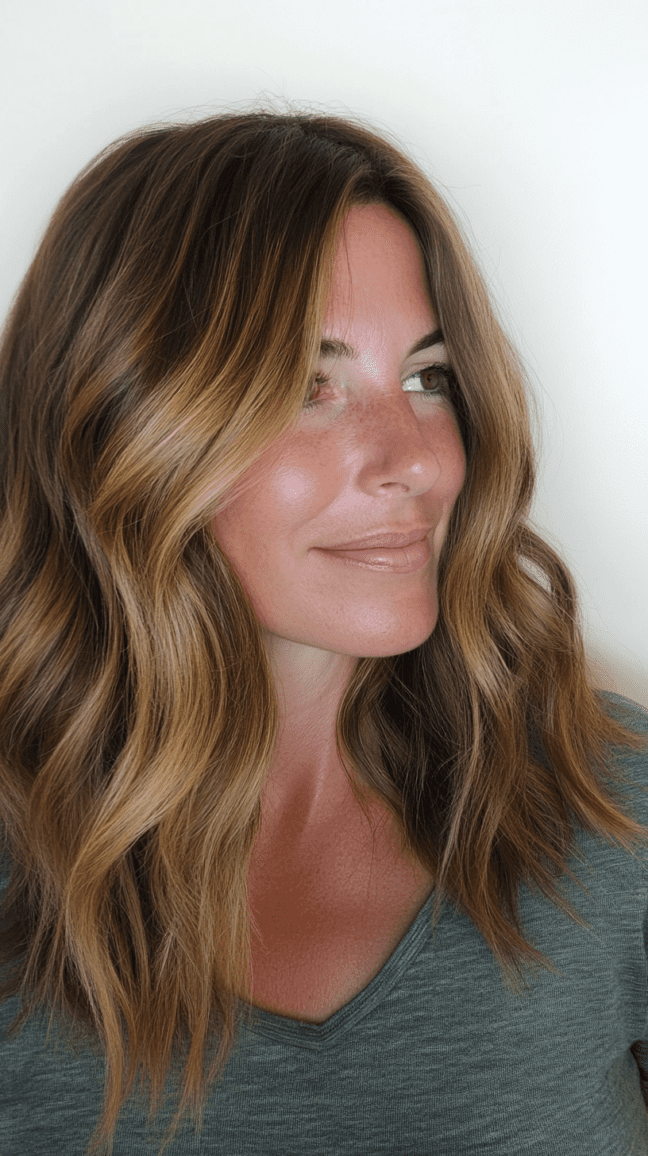 Bronde balayage lob haircut