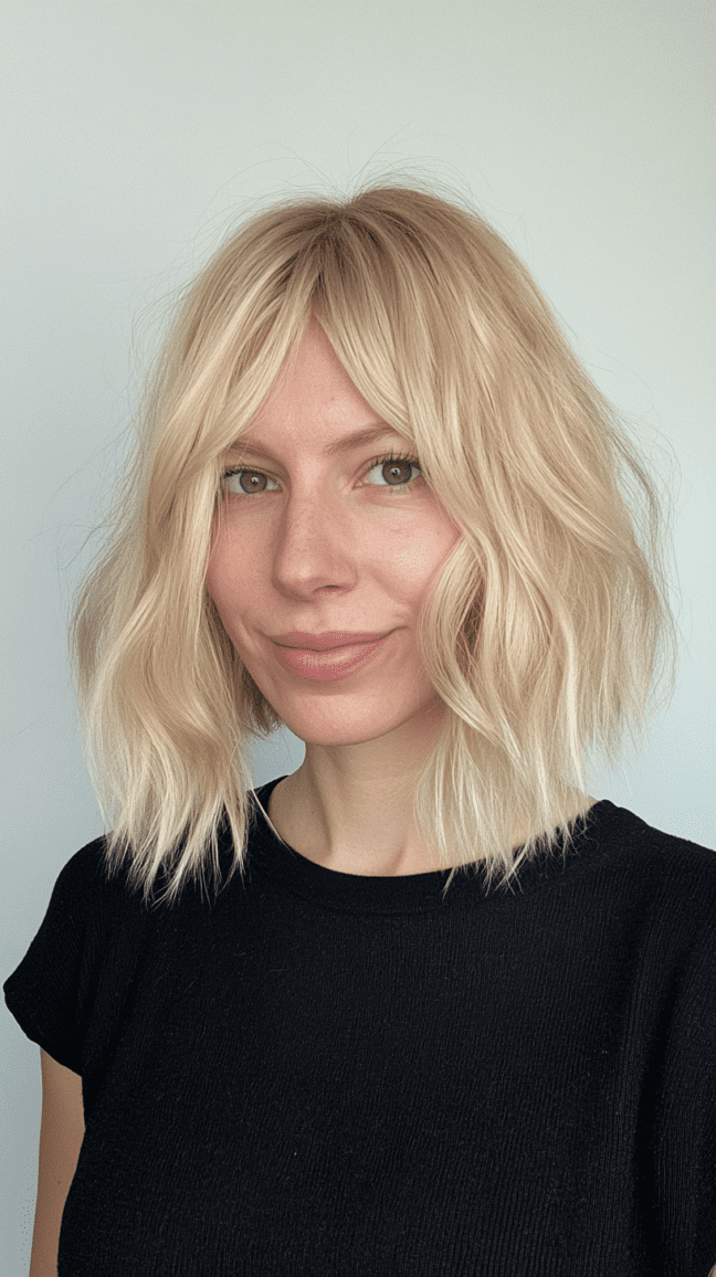 Choppy layered lob haircut