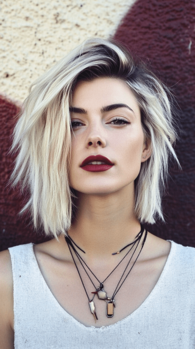 Textured Collarbone Lob with Undercut