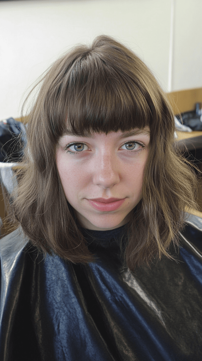 Shoulder-Length Lob with Soft Fringe