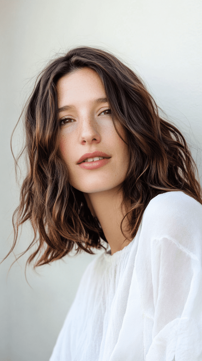 Wavy Shoulder-Length Hair