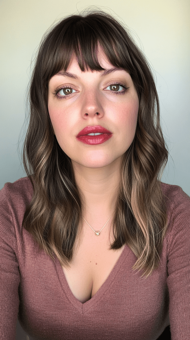 Shoulder-Length Hair with Curtain Bangs